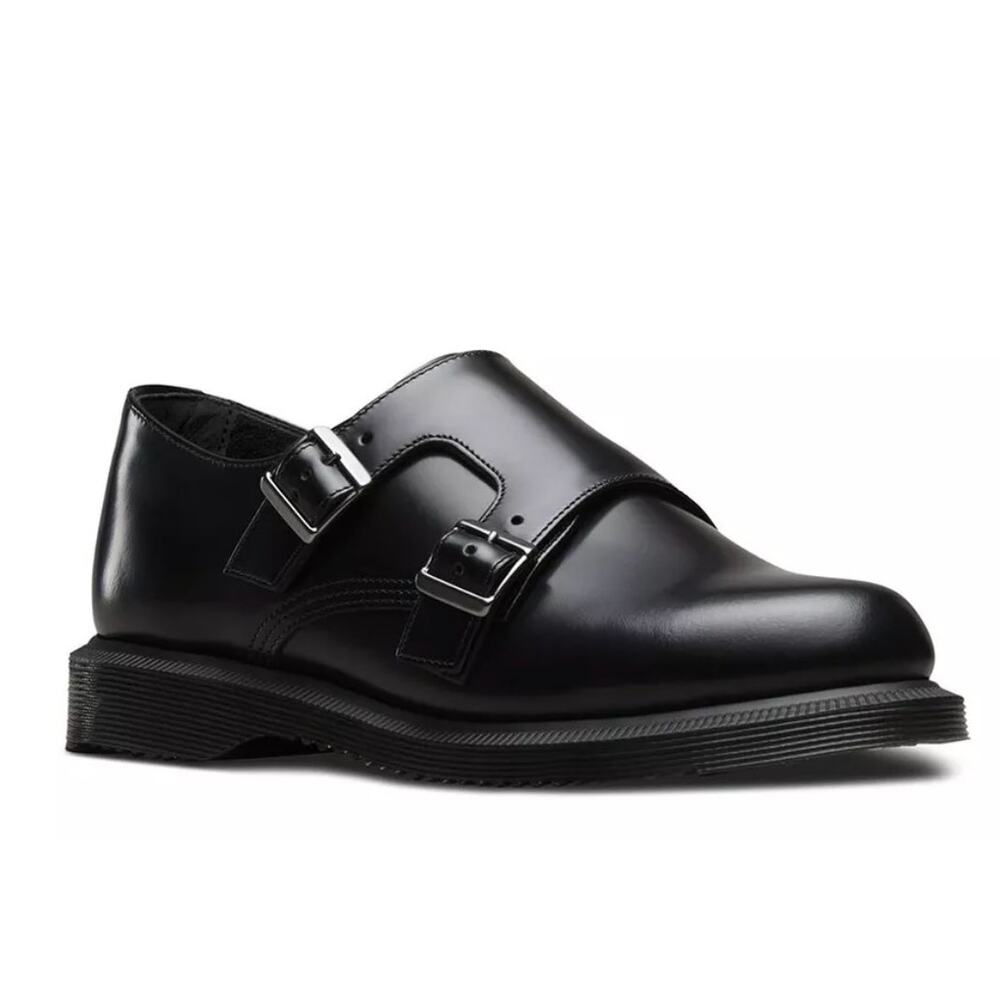Dr. Martens Polished Smooth Black Pandora Double Monk Strap Shoe Size US 6 EU 37